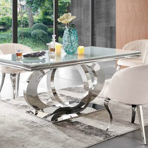 MESA DE COMEDOR CROMO/CRISTAL 180×90 cm. RO955M