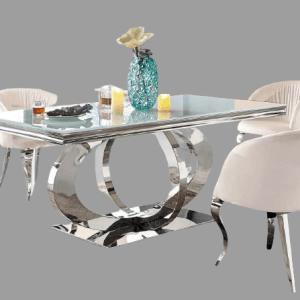 MESA DE COMEDOR CROMO/CRISTAL 180×90 cm. RO955M