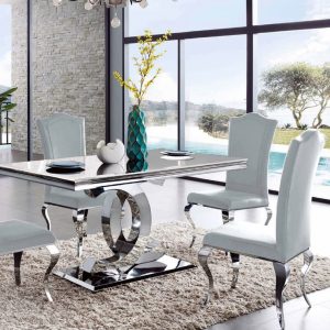MESA DE COMEDOR ACERO/CRISTAL 180×90 RO922CC